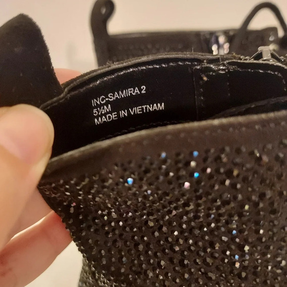 INC Samira 2 Black Rhinestone Almond Toe Mid-Calf Boots in Size 5.5 M - Picture 10 of 10